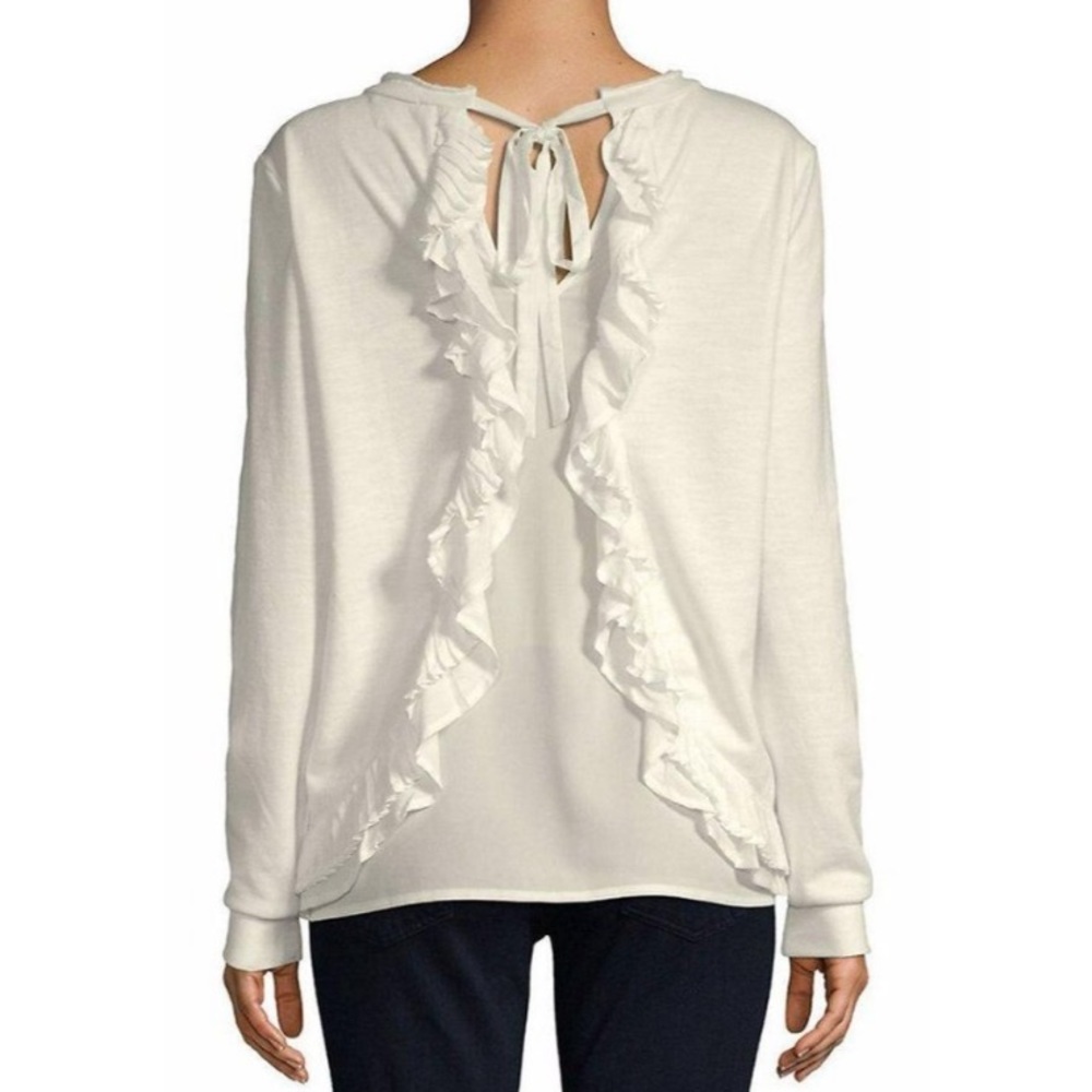 Saks Fifth Avenue White ruffle backed Sweatshirt S